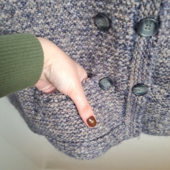 Ann Taylor Knit Grey Cream Merino Wool Alpaca Mohair Sweater Cardigan Size Small - Picture 5 of 8